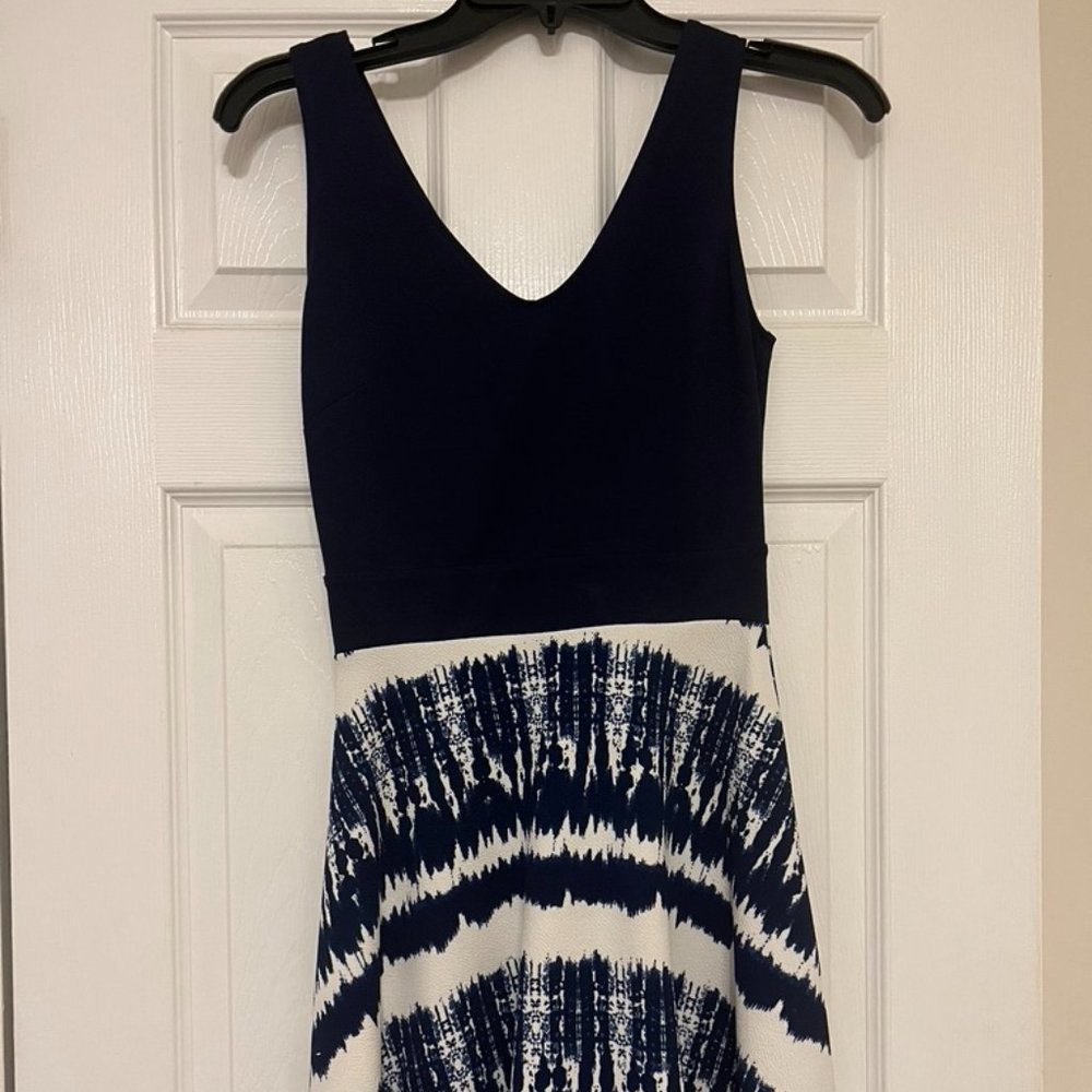 Blue and White A-line Dress